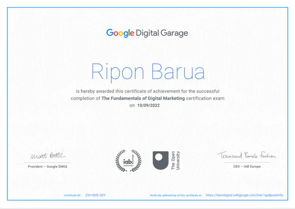 Digital marketing course by google ripon barua