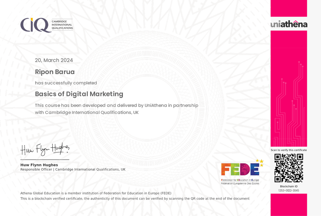 ripon certificate by ciq for digital marketing